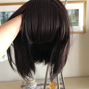WIG Dark Brunette 12” Short Bob w Flat Bangs